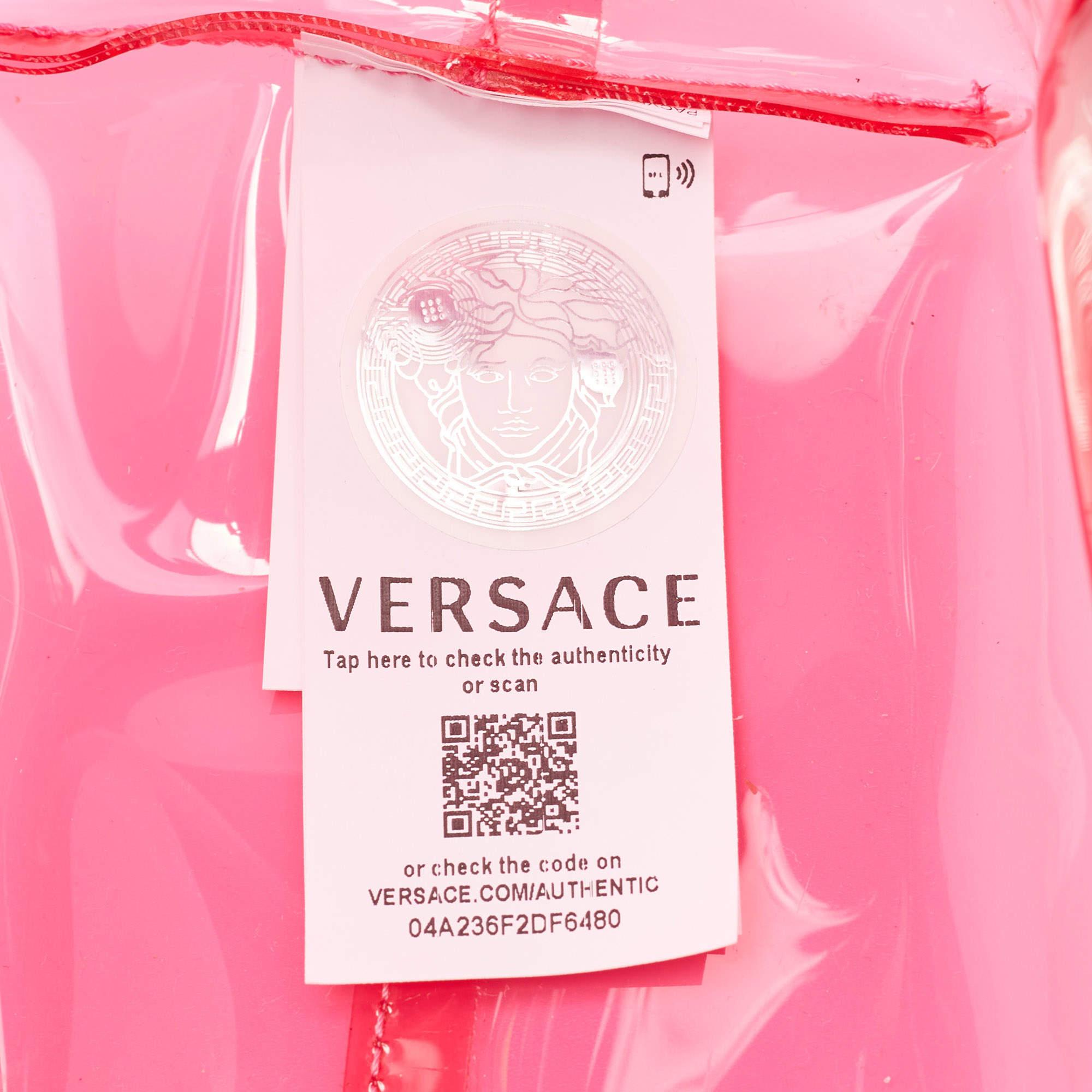 Versace Light Green/Magenta Clear PVC Logo Tote 4