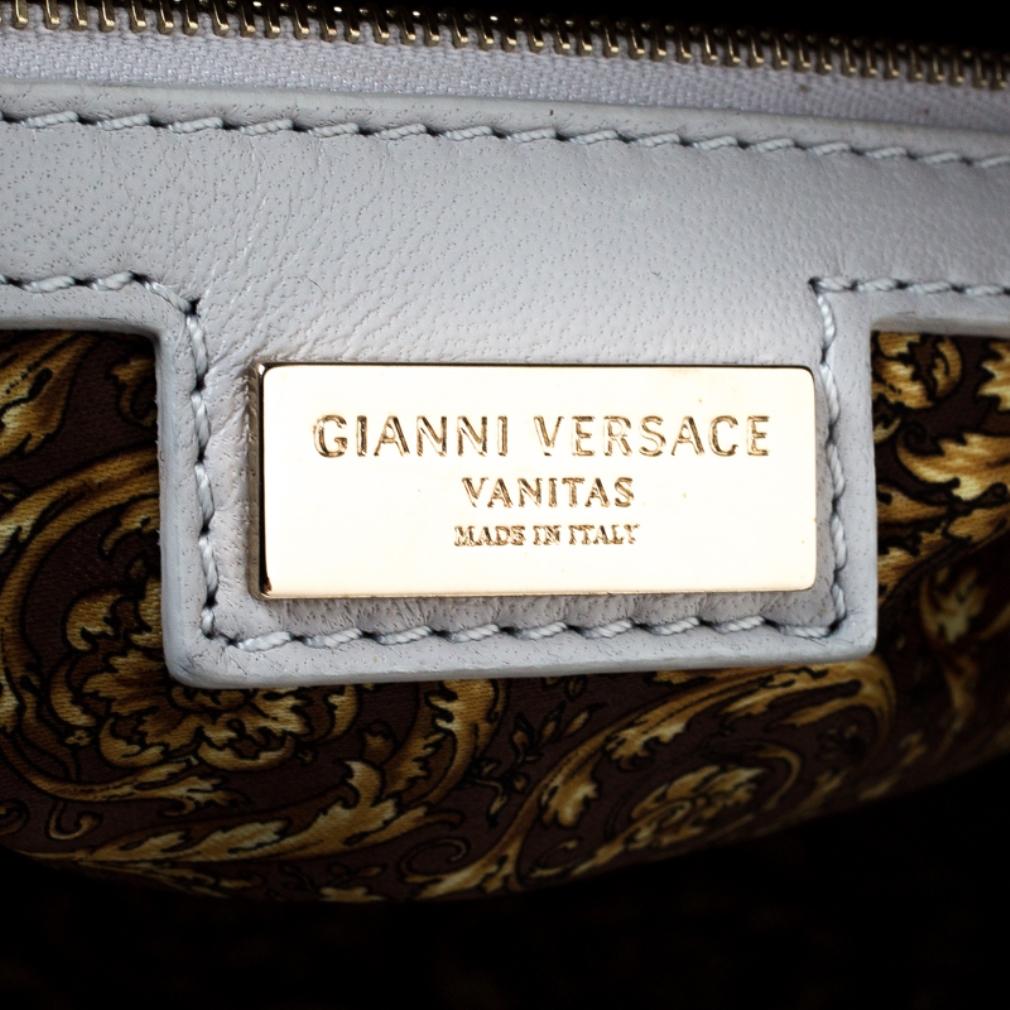 Versace Light Grey Leather Nappa Athena Barocco Vanitas Satchel 4