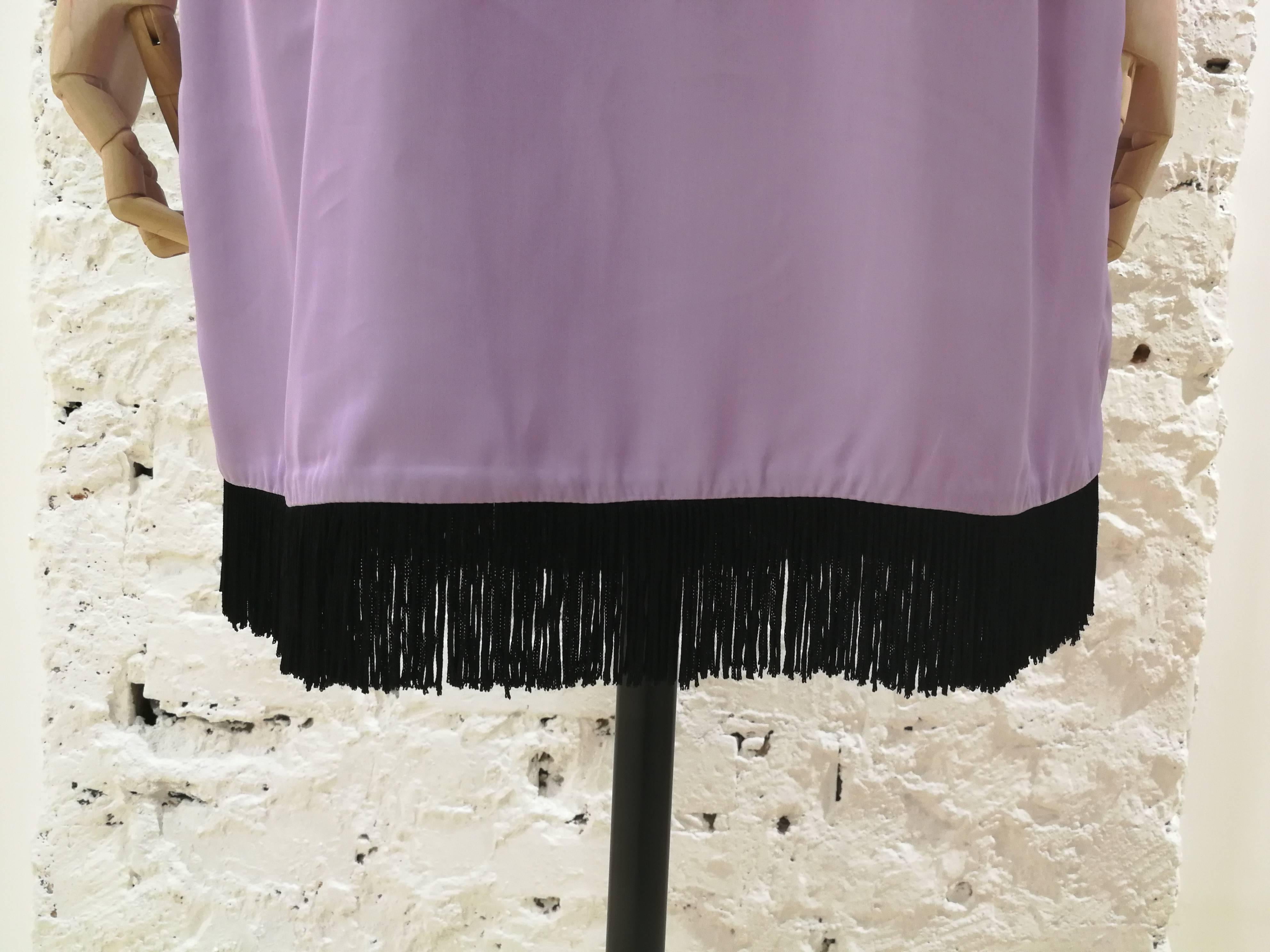 Versace Light Purple Black fringed Dress NWOT

Made in italy; light purple dress size 42

Composition: Cotton and silk