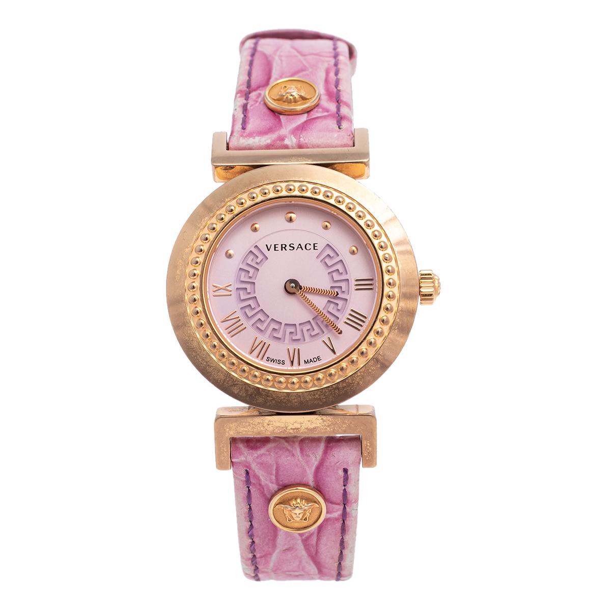 Authentic New Versace Vanity Gold Tone Diamond Quartz Watch For Sale at ...