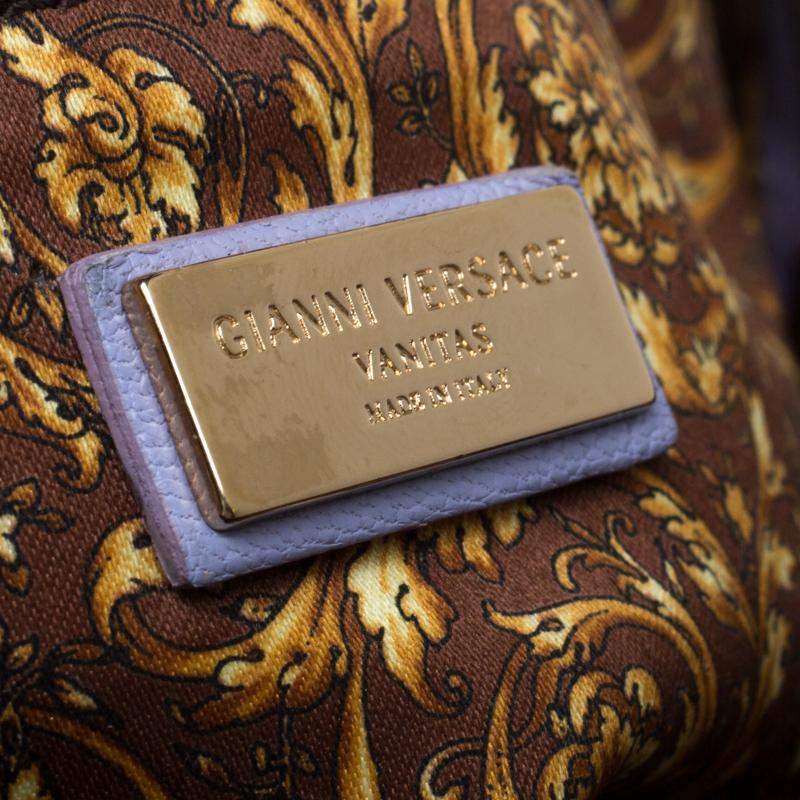 Versace Lilac Leather Embroidered Vanitas Shoulder bag 2
