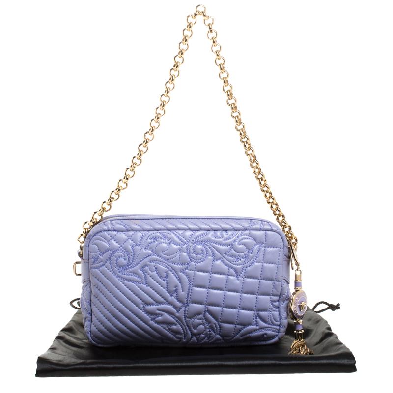 Versace Lilac Leather Embroidered Vanitas Shoulder bag 3
