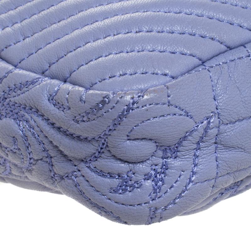 Purple Versace Lilac Leather Embroidered Vanitas Shoulder bag