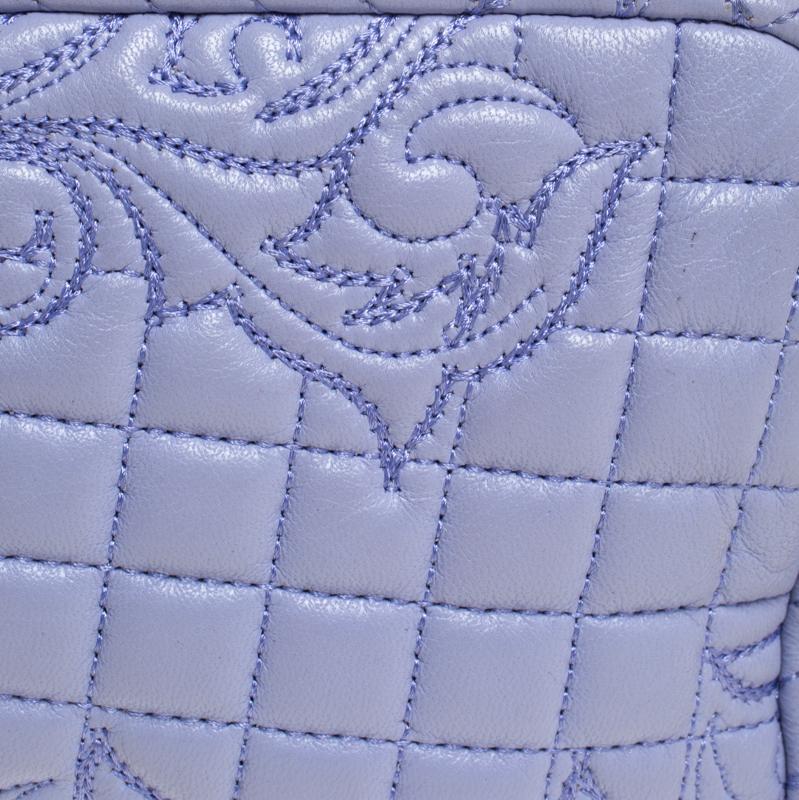 Versace Lilac Leather Embroidered Vanitas Shoulder bag In Good Condition In Dubai, Al Qouz 2