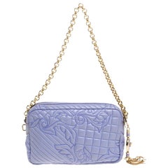 Versace Lilac Leather Embroidered Vanitas Shoulder bag