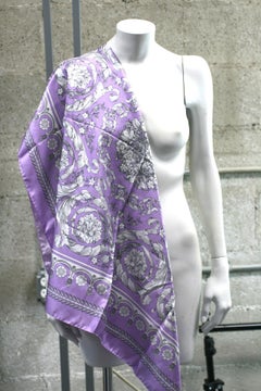 Versace Lilac Silk Twill Scarf