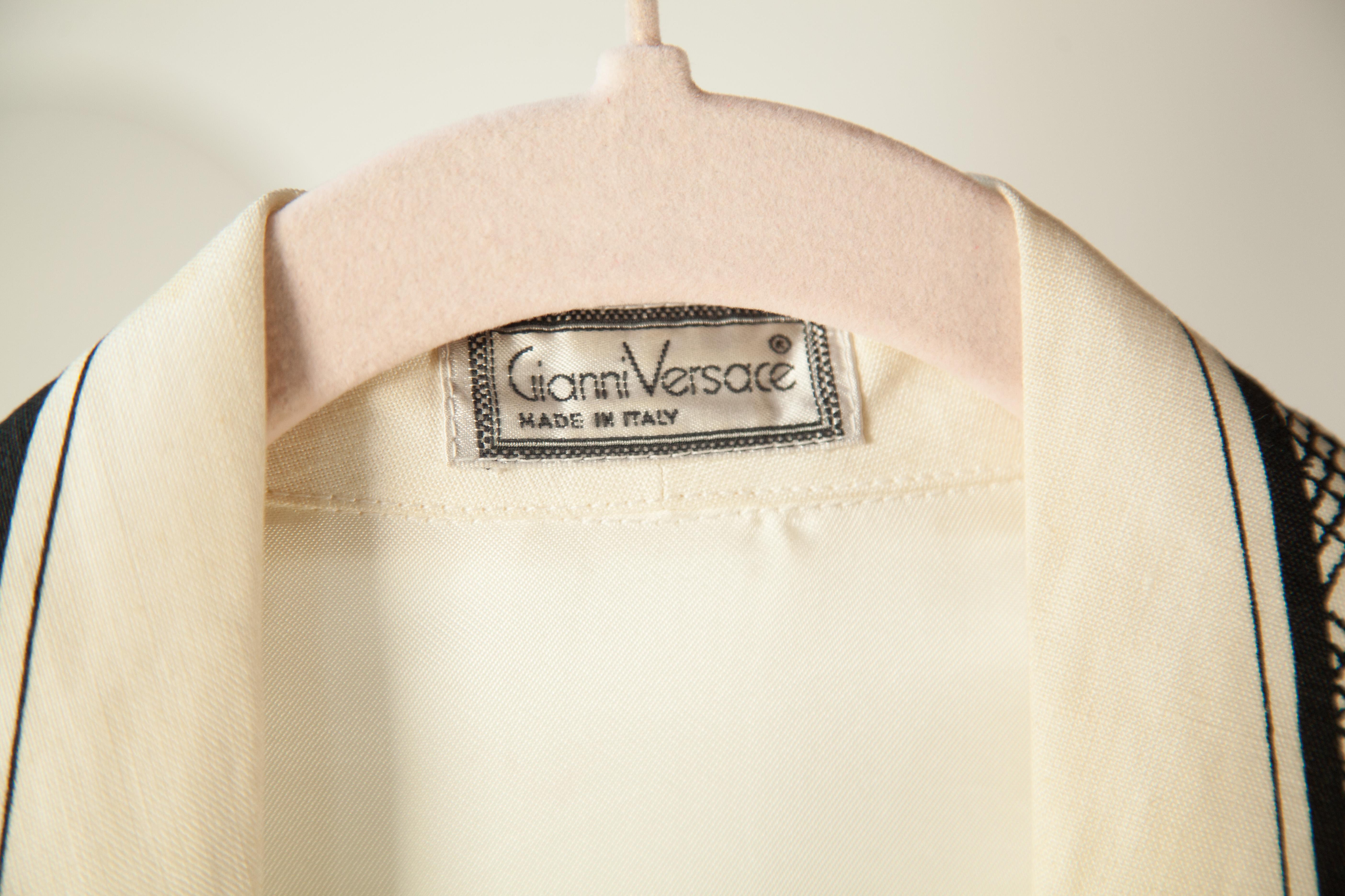 Women's Gianni Versace, Creme Linen Vest with Embroidered Collar, 1980s