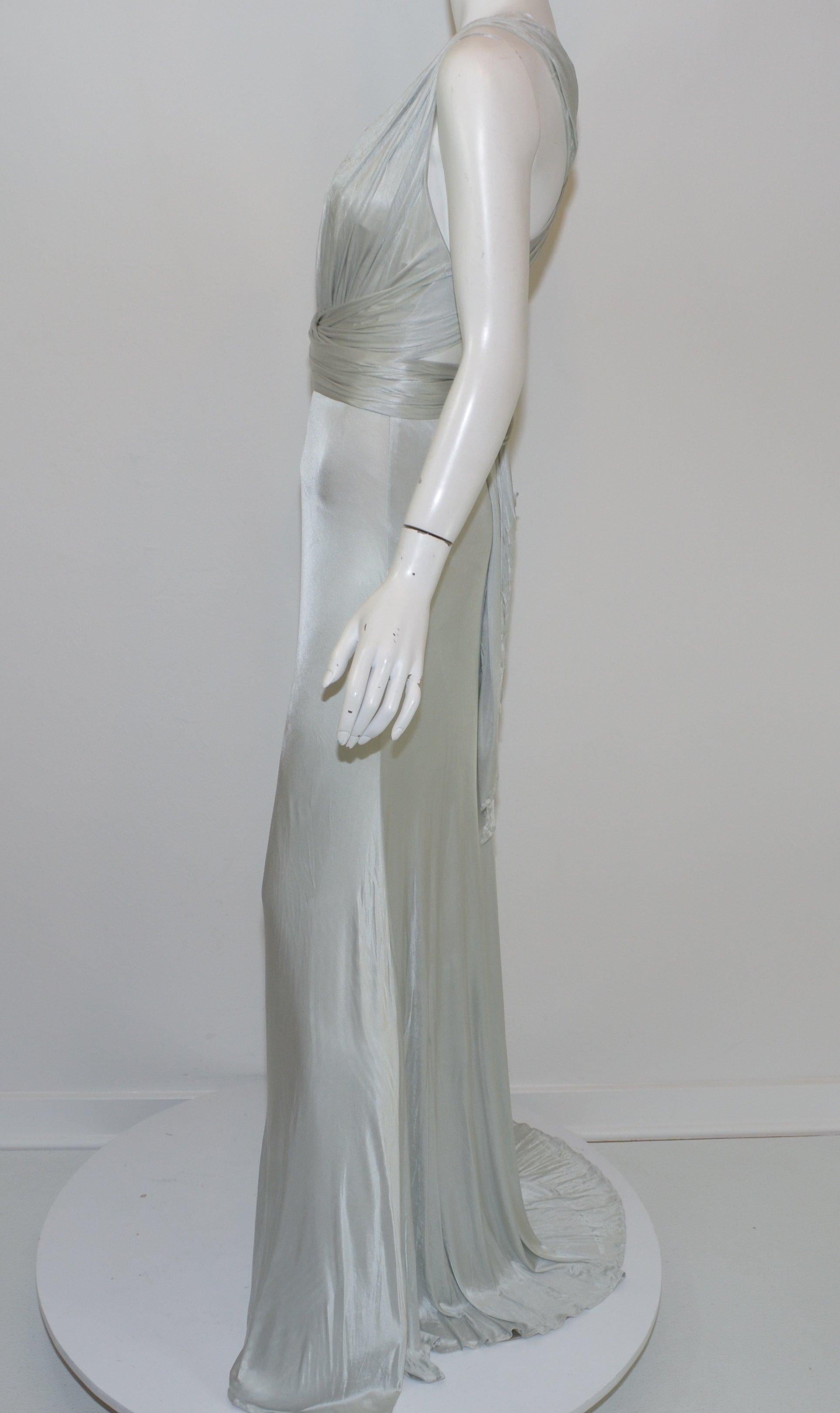 silver silk gown