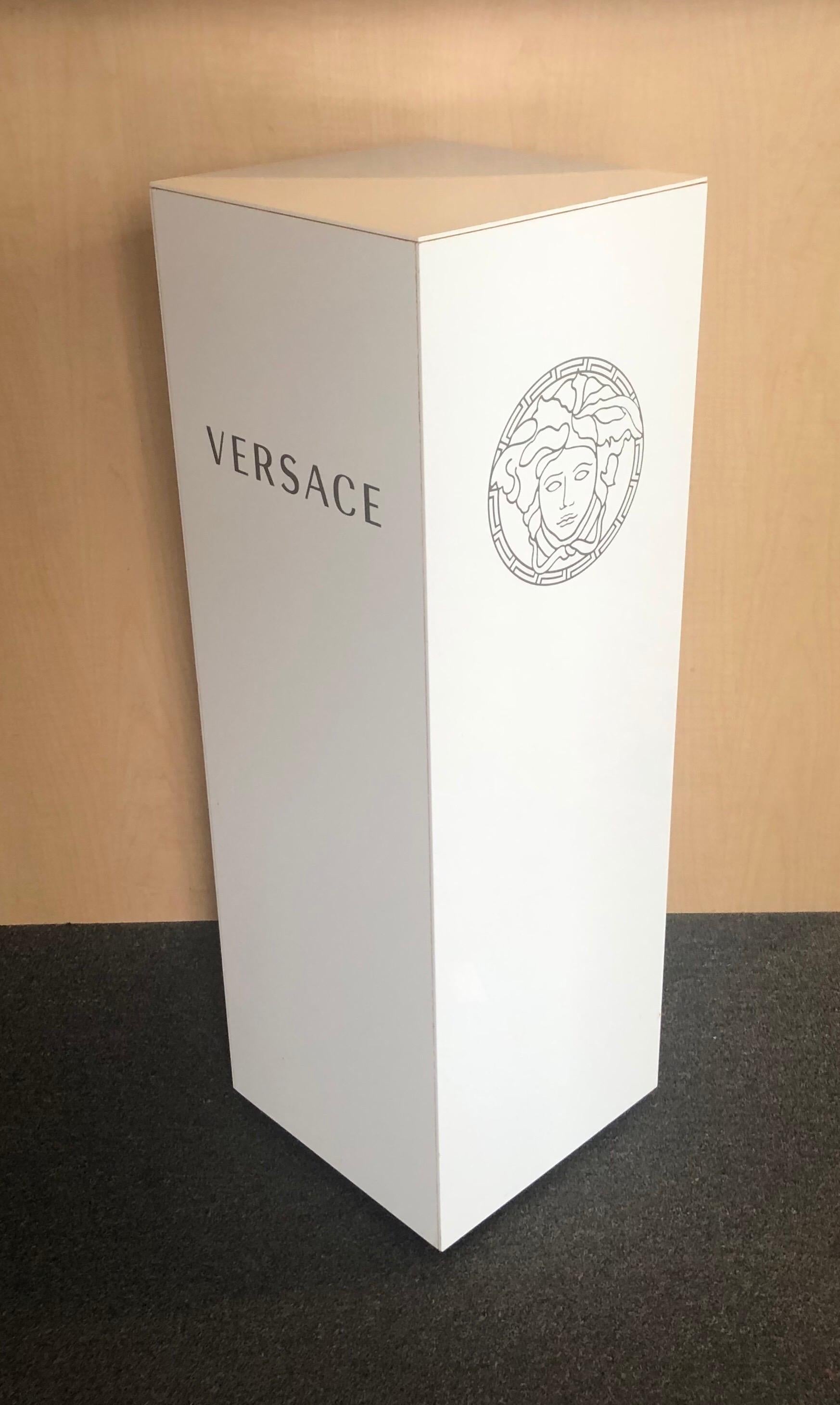 Versace Logo Pedestal in White Plastic Laminate 3