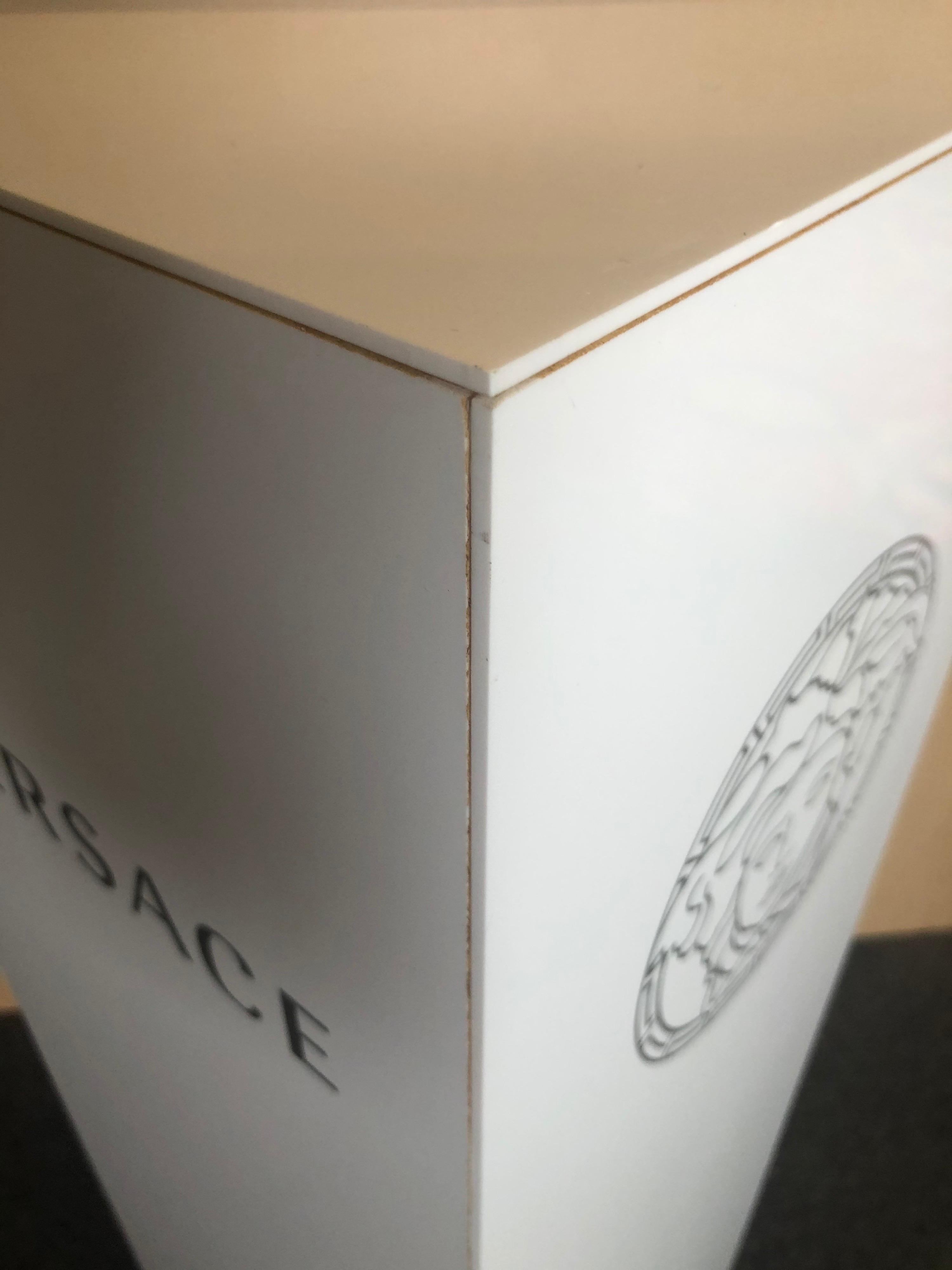 Versace Logo Pedestal in White Plastic Laminate 2