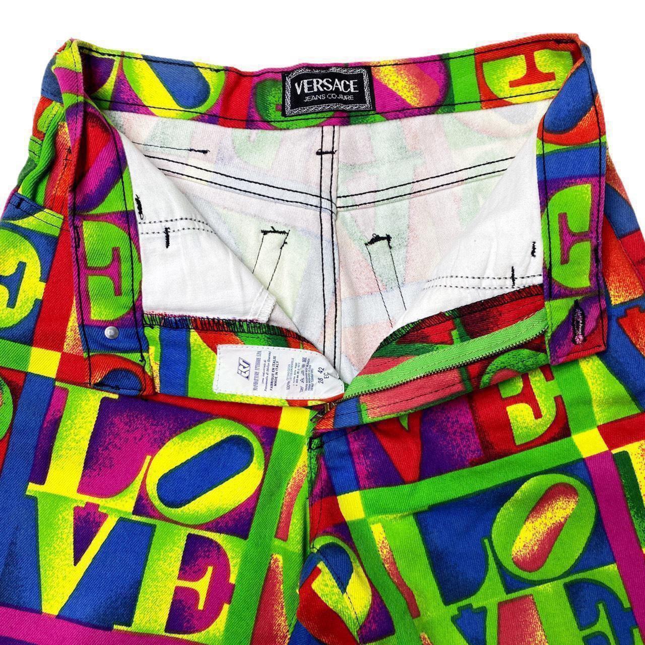 Women's Versace Love Printed Jeans Couture Spring  / Summer 1995 Vintage Print For Sale