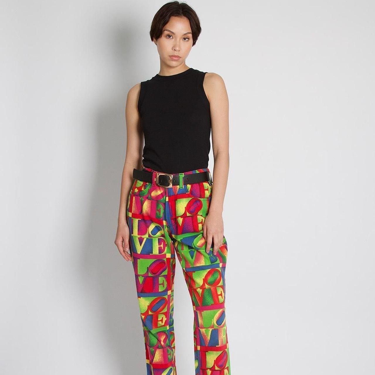 Versace Love Printed Jeans Couture Spring  / Summer 1995 Vintage Print For Sale 1