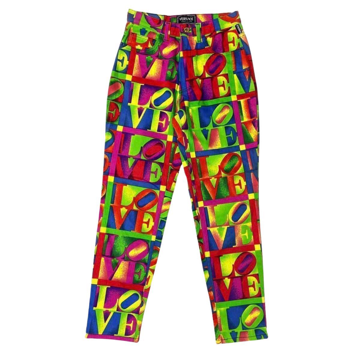 Versace Love Printed Jeans Couture Spring  / Summer 1995 Vintage Print  For Sale