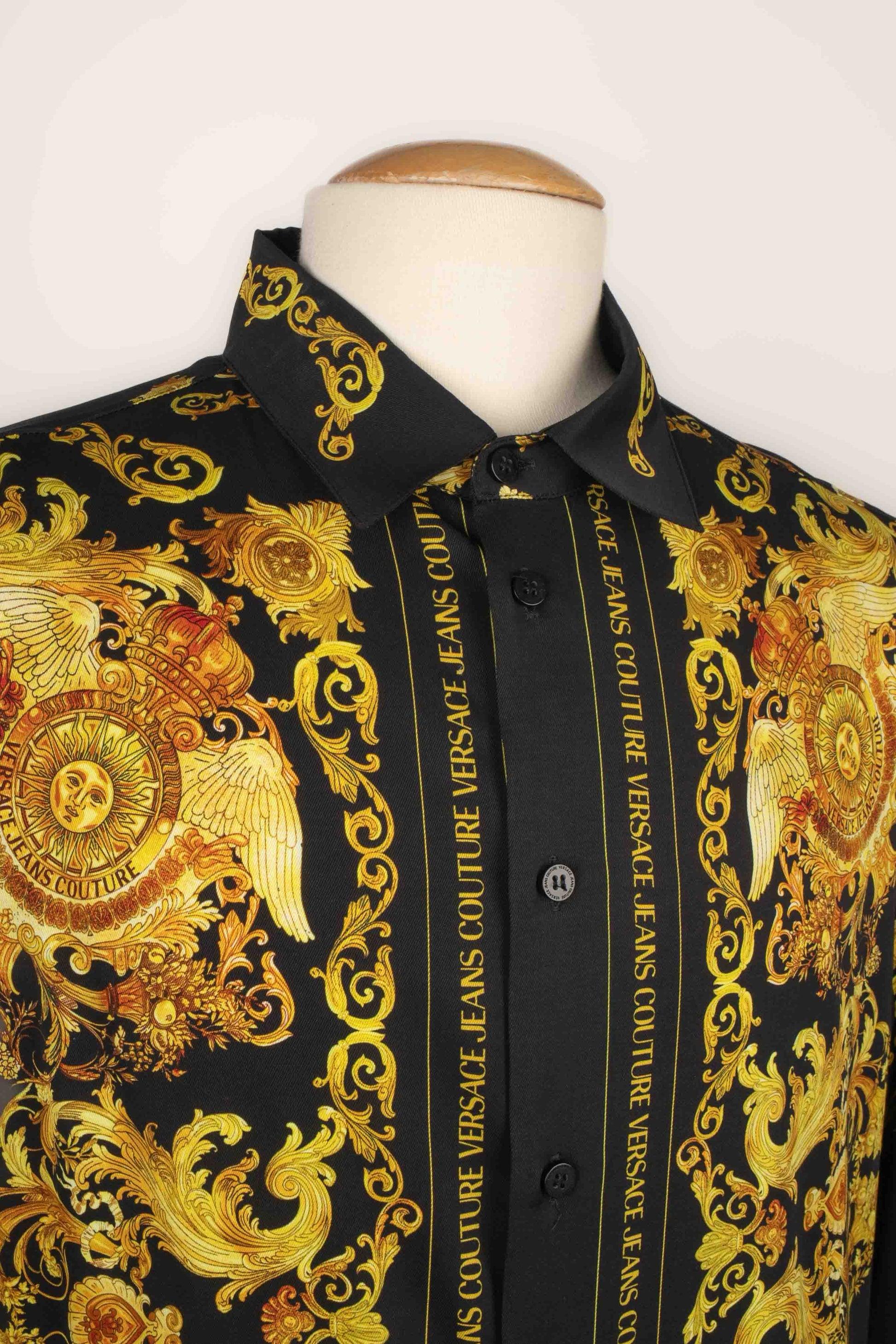 Men's Versace Man Shirt Printed with Golden-tone For Sale