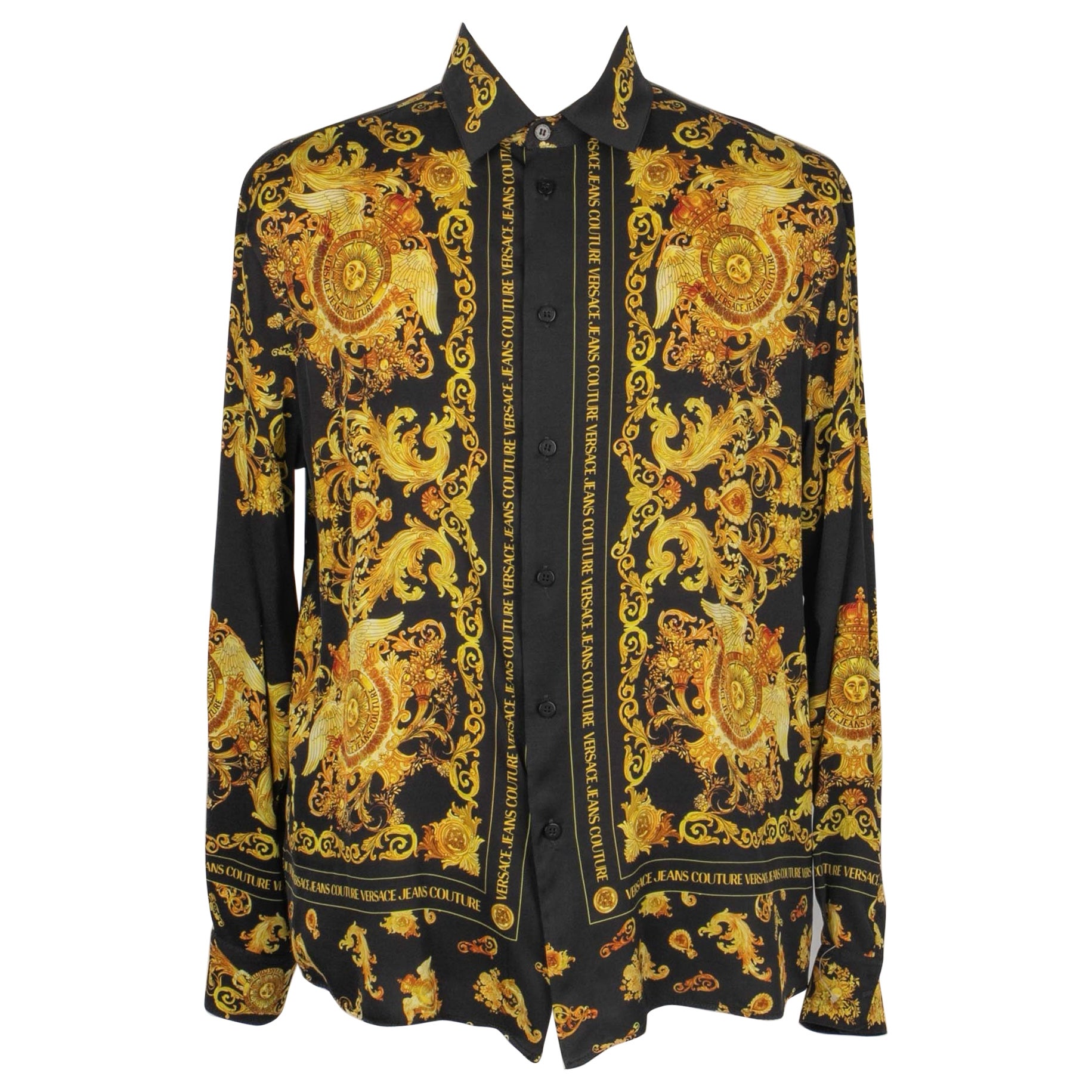Camisa Versace Hombre Estampada con Tono Dorado