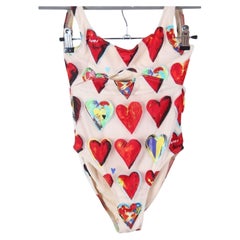 1997 Versace Mare vintage one-piece swimsuit hearts print Rare collector runway