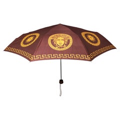 Versace Maroon Medusa Print Umbrella circa 1990s