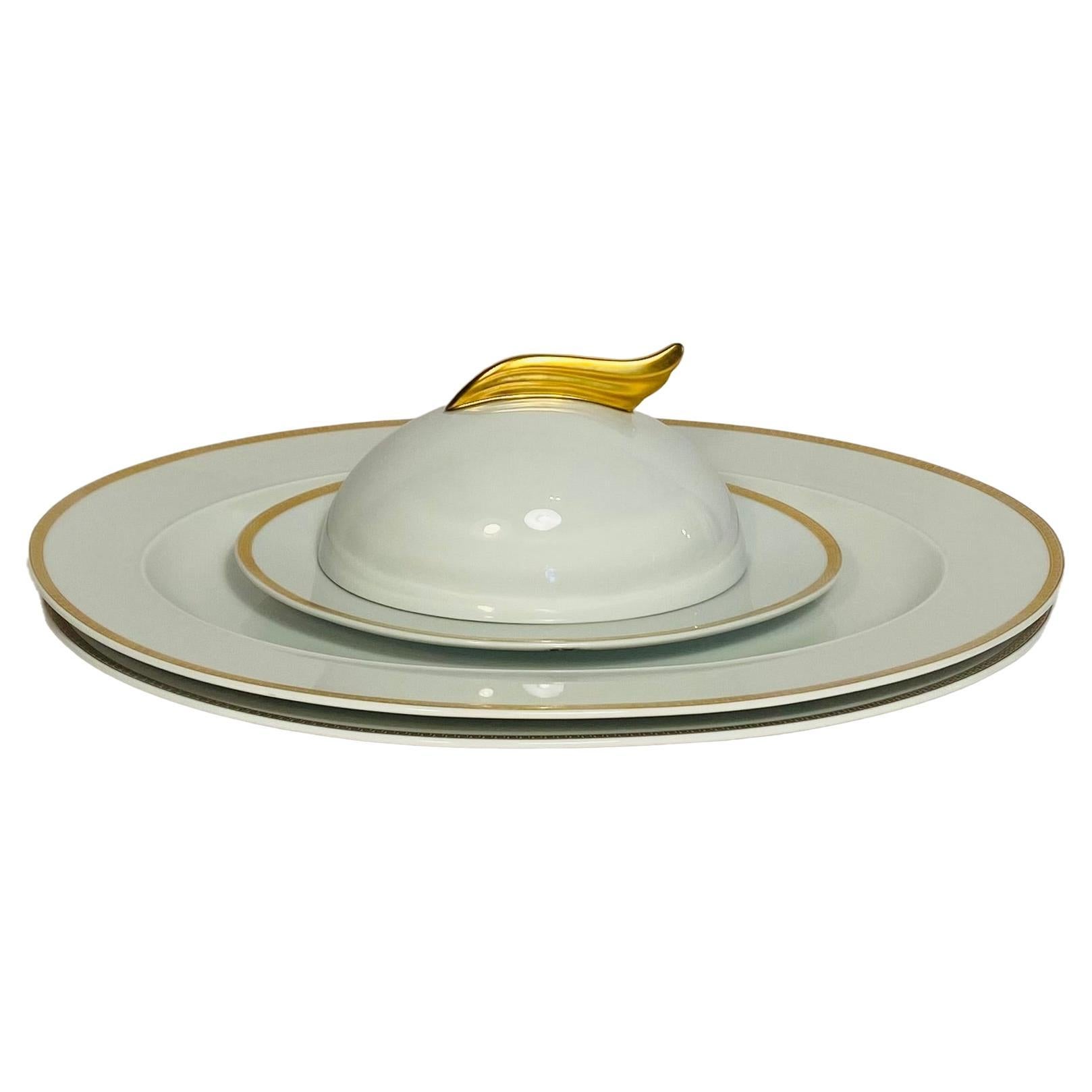 Versace Medallion Meandre D'Or 2 Platters & Covered Butter or Entre Dish