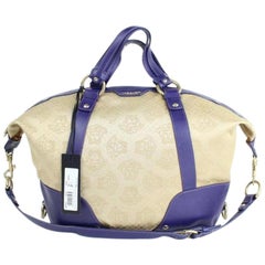 Versace Medusa 2way Jacquard Vitello 1mt914 Beige X Blue Canvas Shoulder Bag