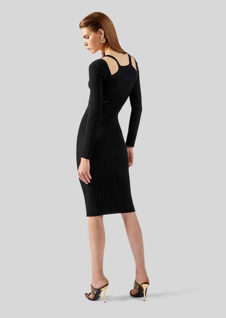 medusa accent knit dress Versace Button-Front Knit Medusa Mini Dress