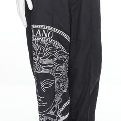 VERSACE Medusa Big Logo print black nylon Y2K track pants IT54 XXL