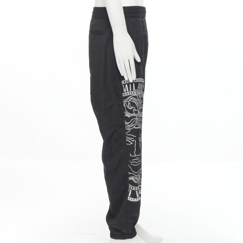 VERSACE Medusa Big Logo print black nylon Y2K track pants IT54 XXL In Excellent Condition In Hong Kong, NT