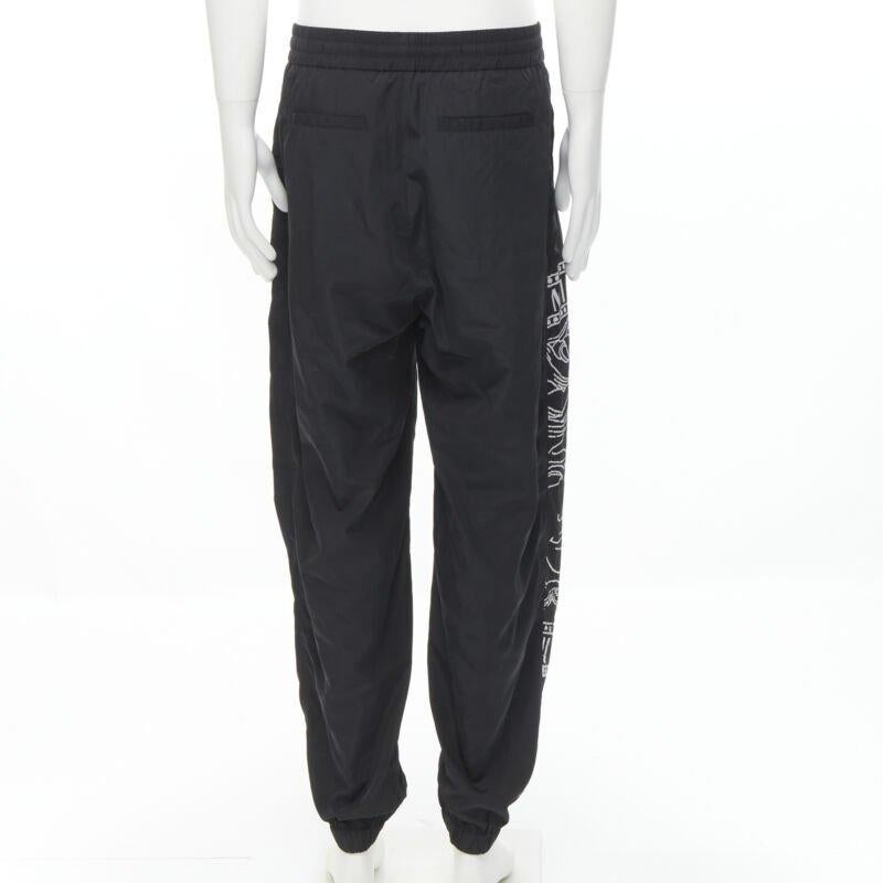 VERSACE Medusa Big Logo print black nylon Y2K track pants IT54 XXL 1