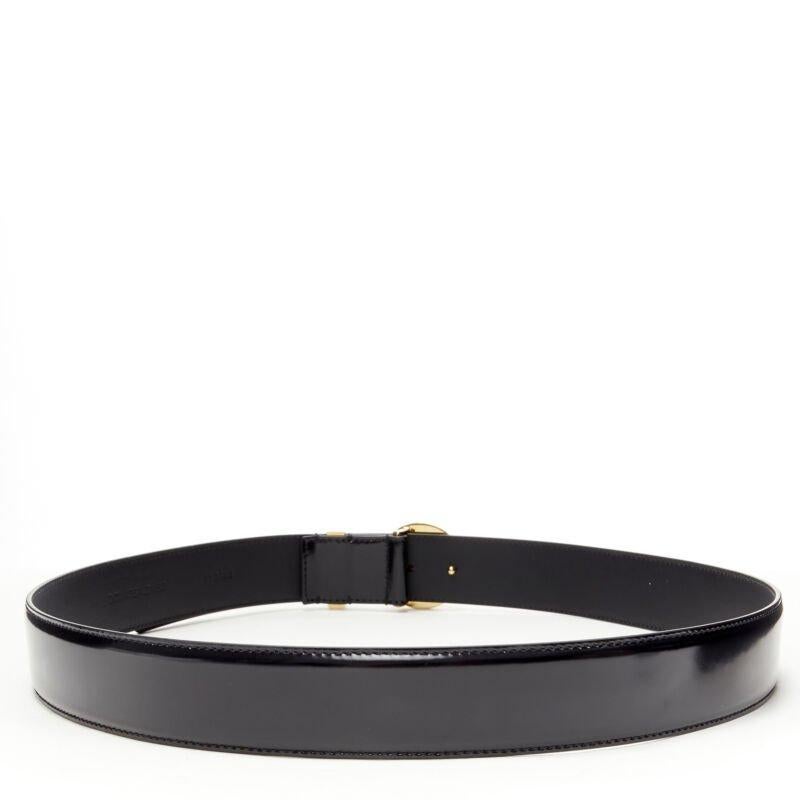 VERSACE Medusa Biggie crystal gold coin black leather belt 90cm 34-38