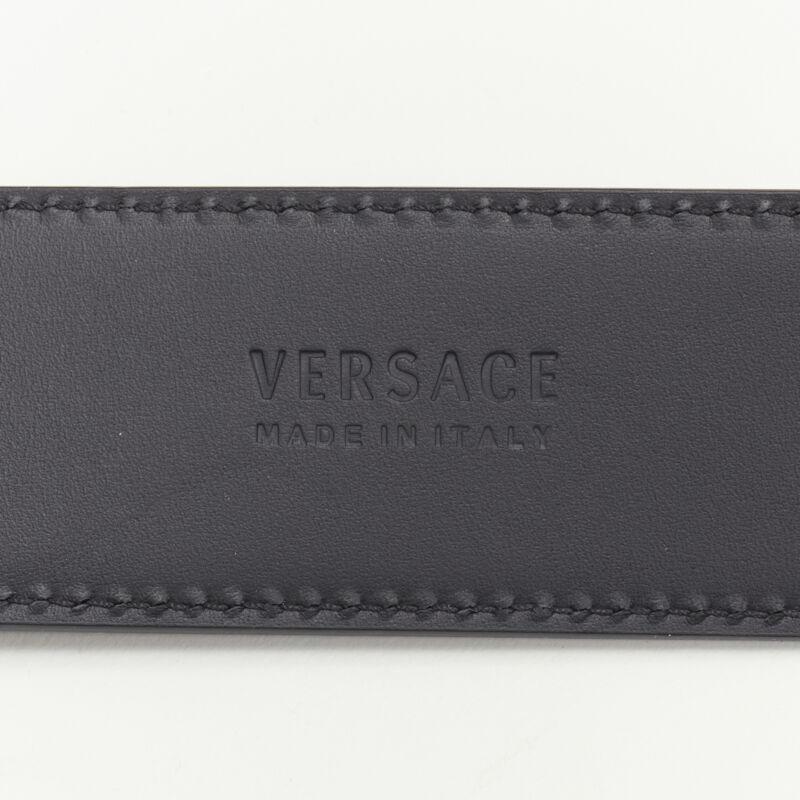 VERSACE Medusa Biggie crystal gold coin black leather belt 90cm 34-38
