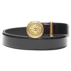 VERSACE Medusa Biggie crystal gold Medallion coin leather belt 110cm 42-46"