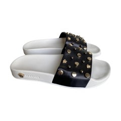 Versace medusa black and white leather Slippers