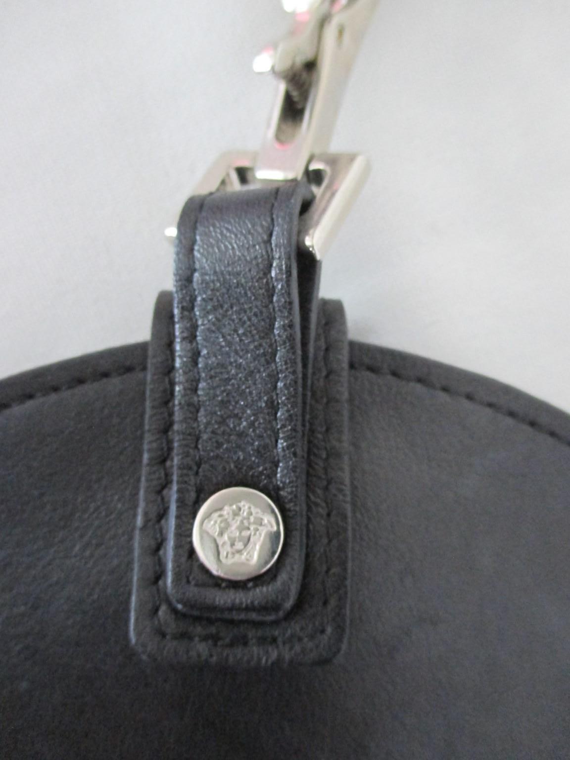 Versace Medusa Black Petite Round Hand Bag For Sale 2