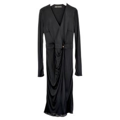 Versace Medusa Button Draped Dress