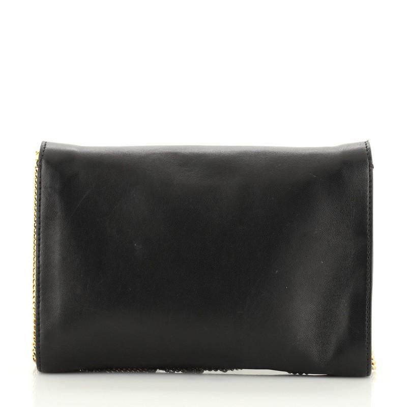 Black Versace Medusa Chain Clutch Leather Small