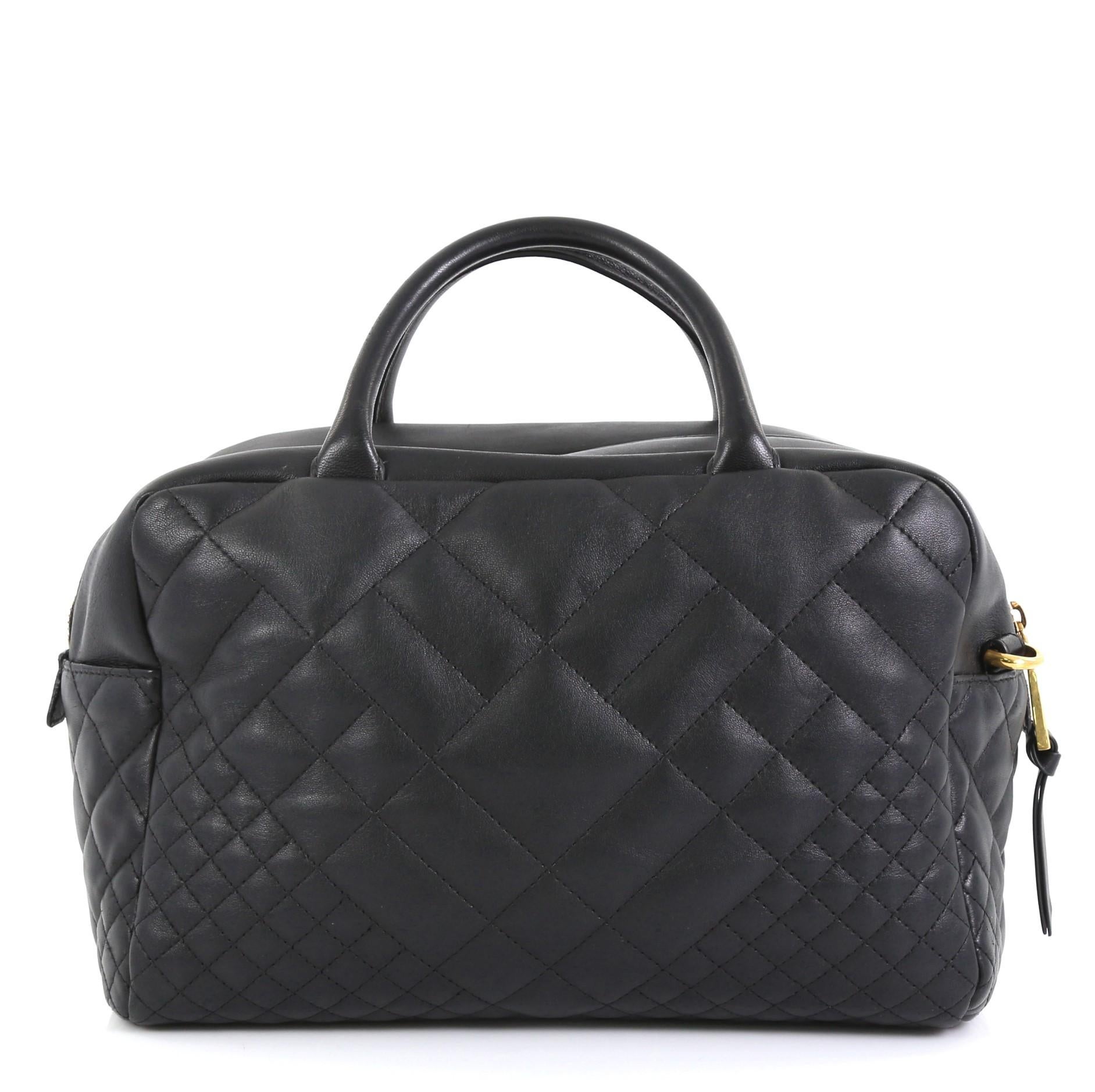 Versace Medusa Convertible Satchel Quilted Printed Leather Medium In Good Condition In NY, NY