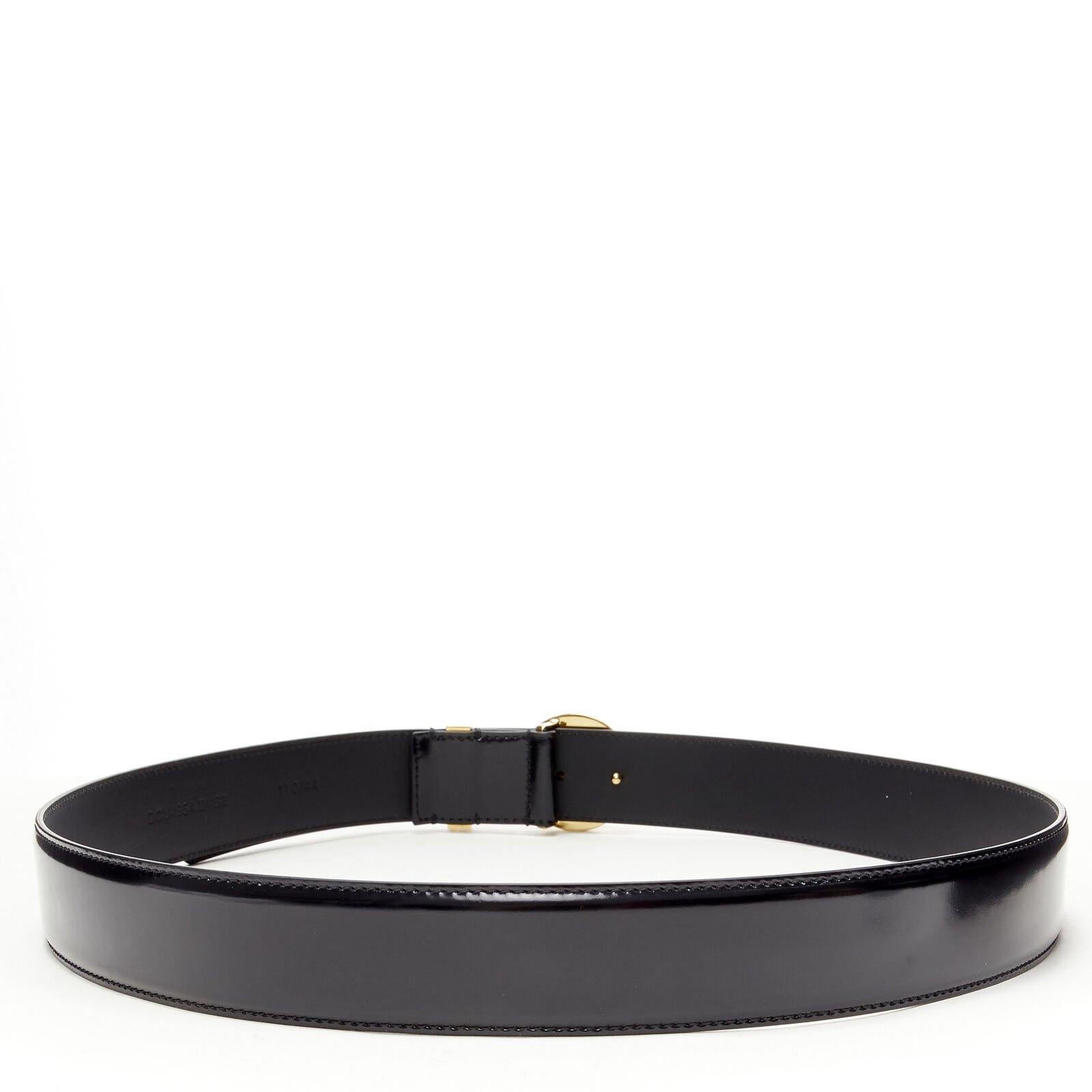 VERSACE Medusa  crystal gold Medallion coin black leather belt 100cm 38-42