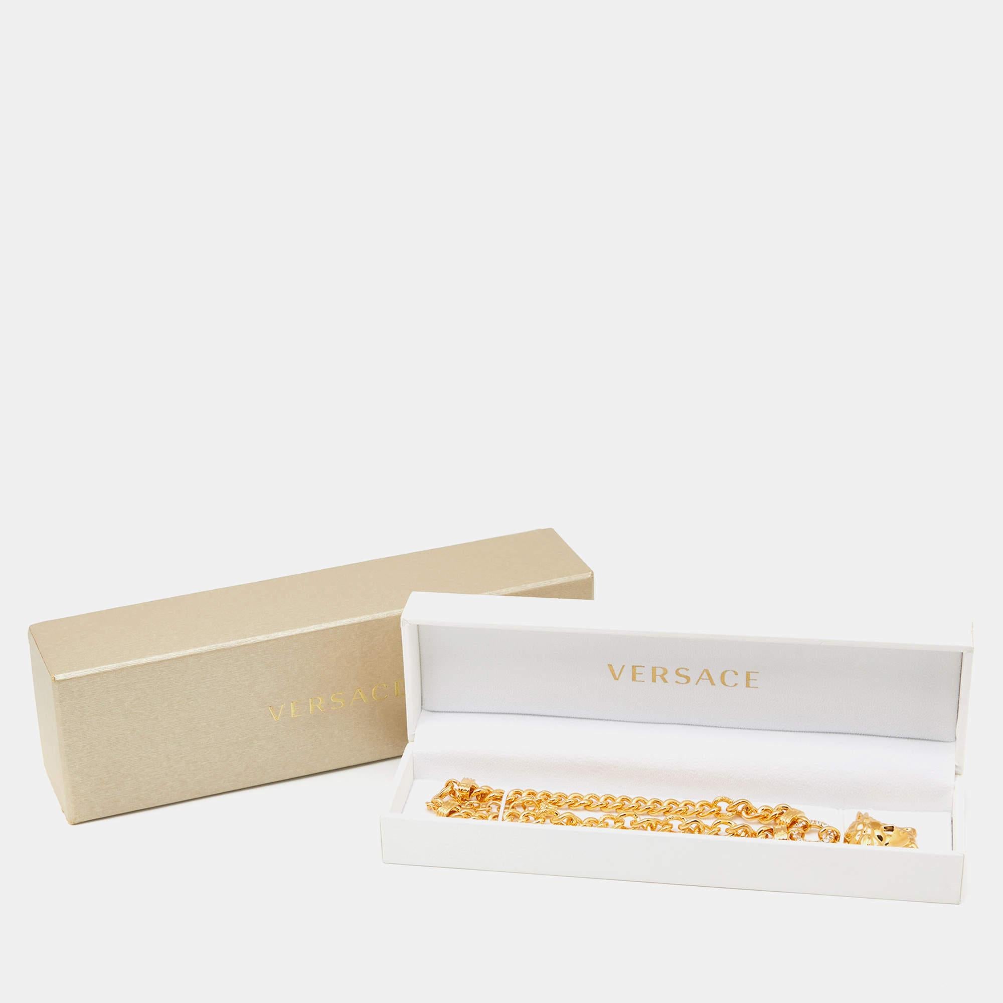 Versace Medusa Kristall-Gold-Halskette in Goldtönen im Angebot 1