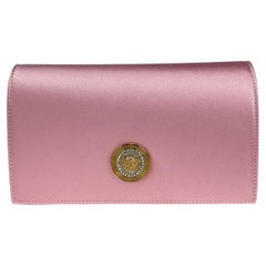 Versace Medusa Crystal Satin Crossbody Bag — Pink