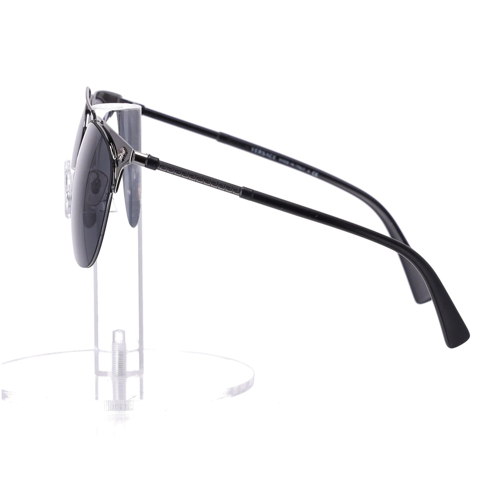 Gray Versace Medusa Detailed Aviator Sunglasses