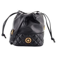 Versace Medusa Drawstring Bucket Bag Quilted Leather Small