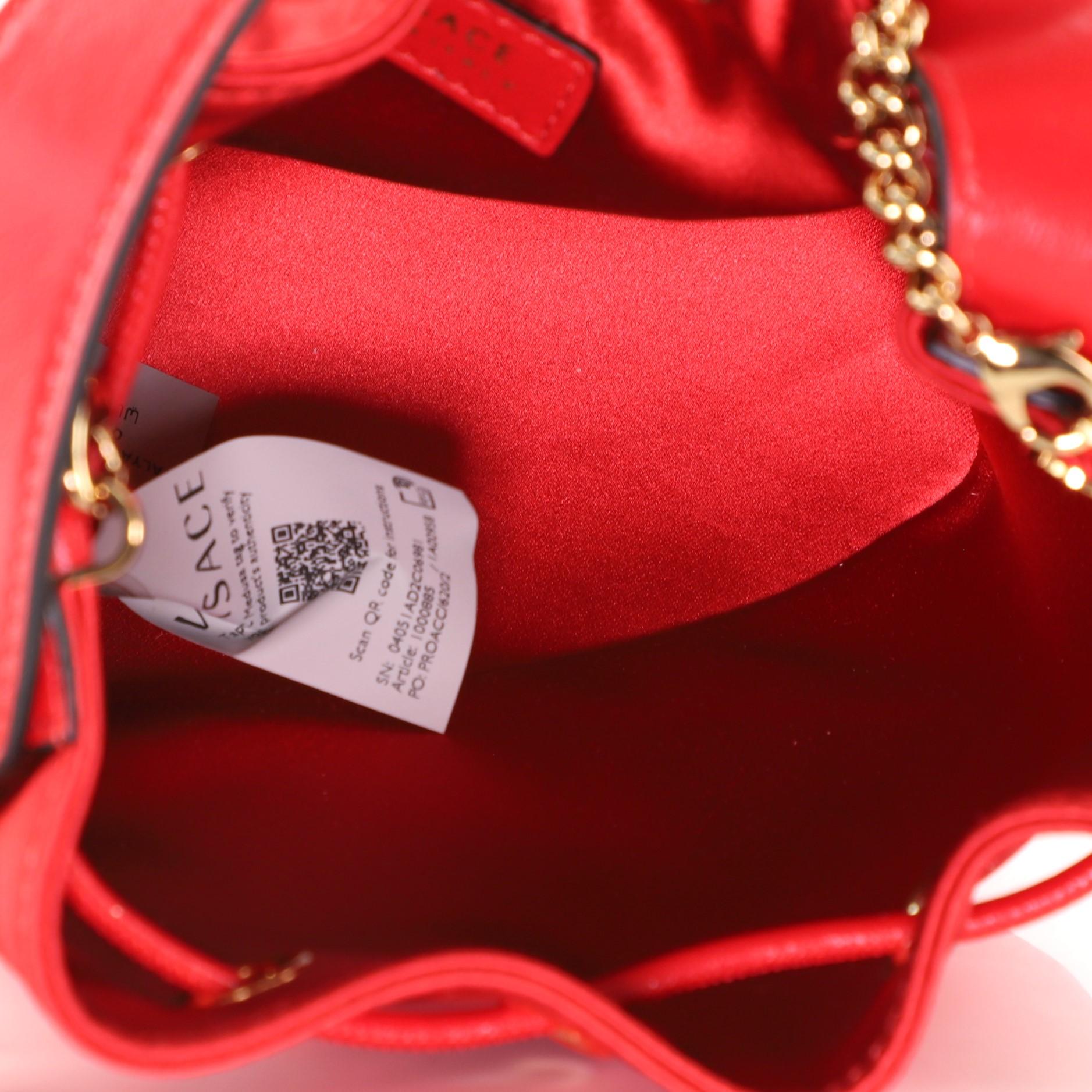 Versace Medusa Drawstring Bucket Bag Satin with Crystals Mini 1