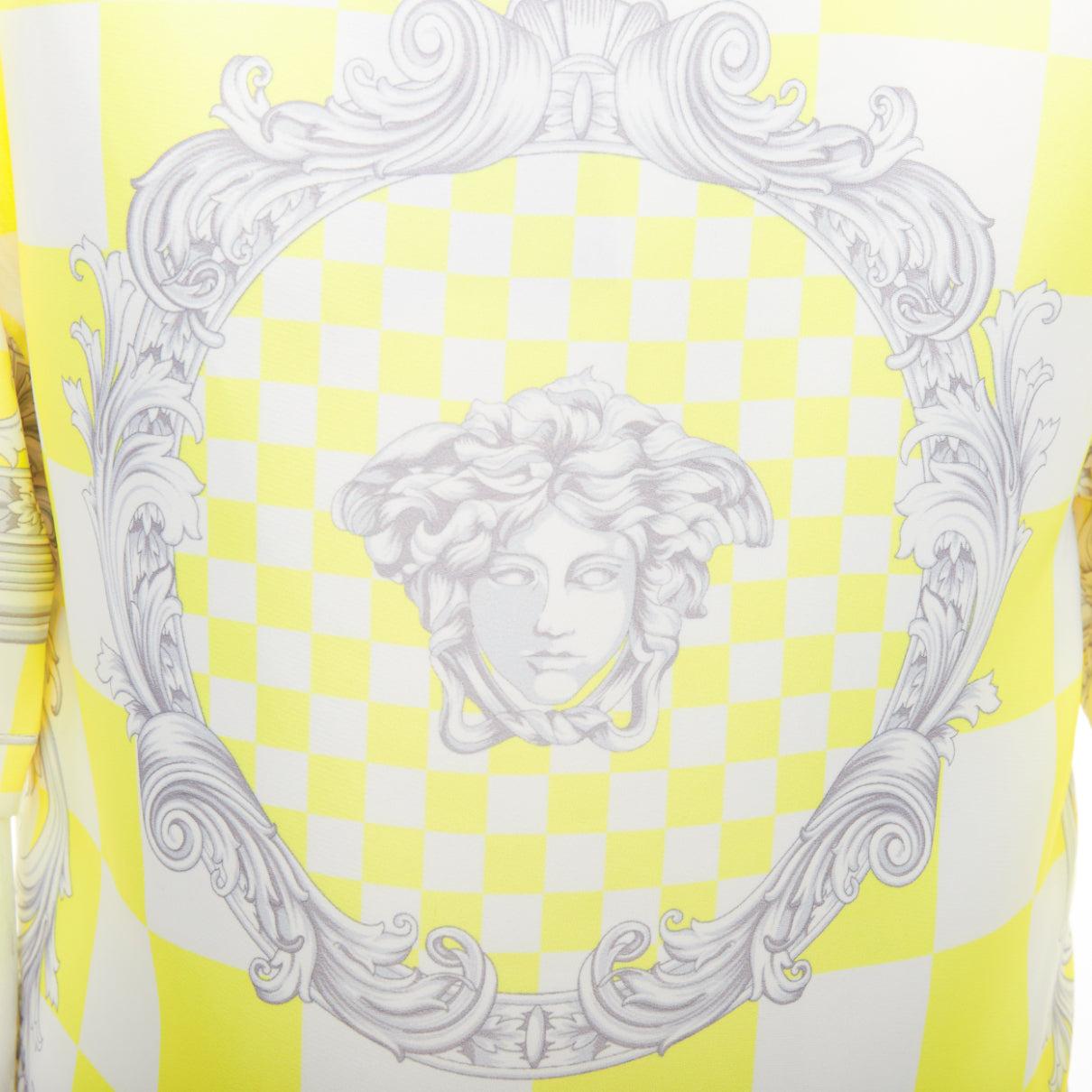 VERSACE Medusa E Barocco yellow cream checker baroque print boxy shirt EU38 S 2
