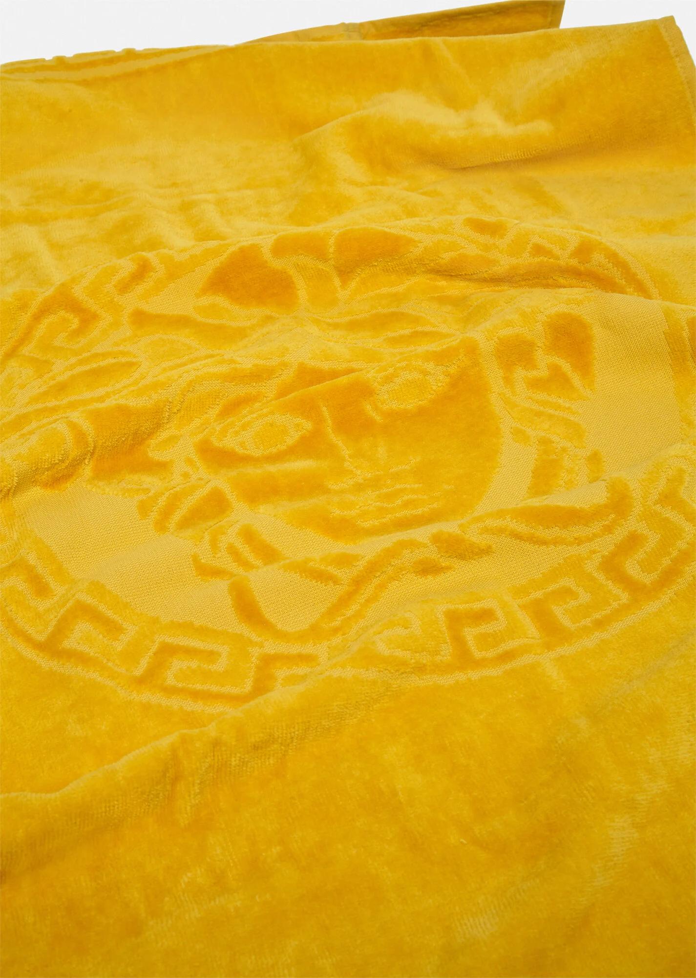 Italian Versace Medusa Gold Hand Towel, Deep Yellow, Italy