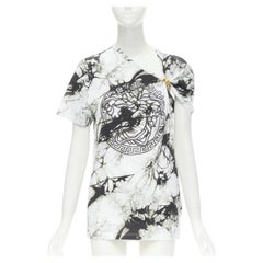 VERSACE Medusa gold ring marble black white tie dye tshirt IT38 S