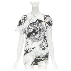 VERSACE Medusa gold ring marble black white tie dye tshirt IT40 M