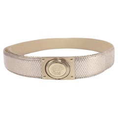 Ceinture Versace en cuir texturé « Medusa » doré - taille 38 (UE)