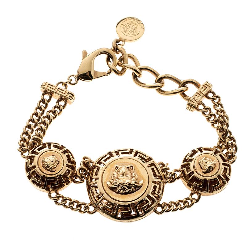 Versace Medusa Gold Tone Chain Link Bracelet