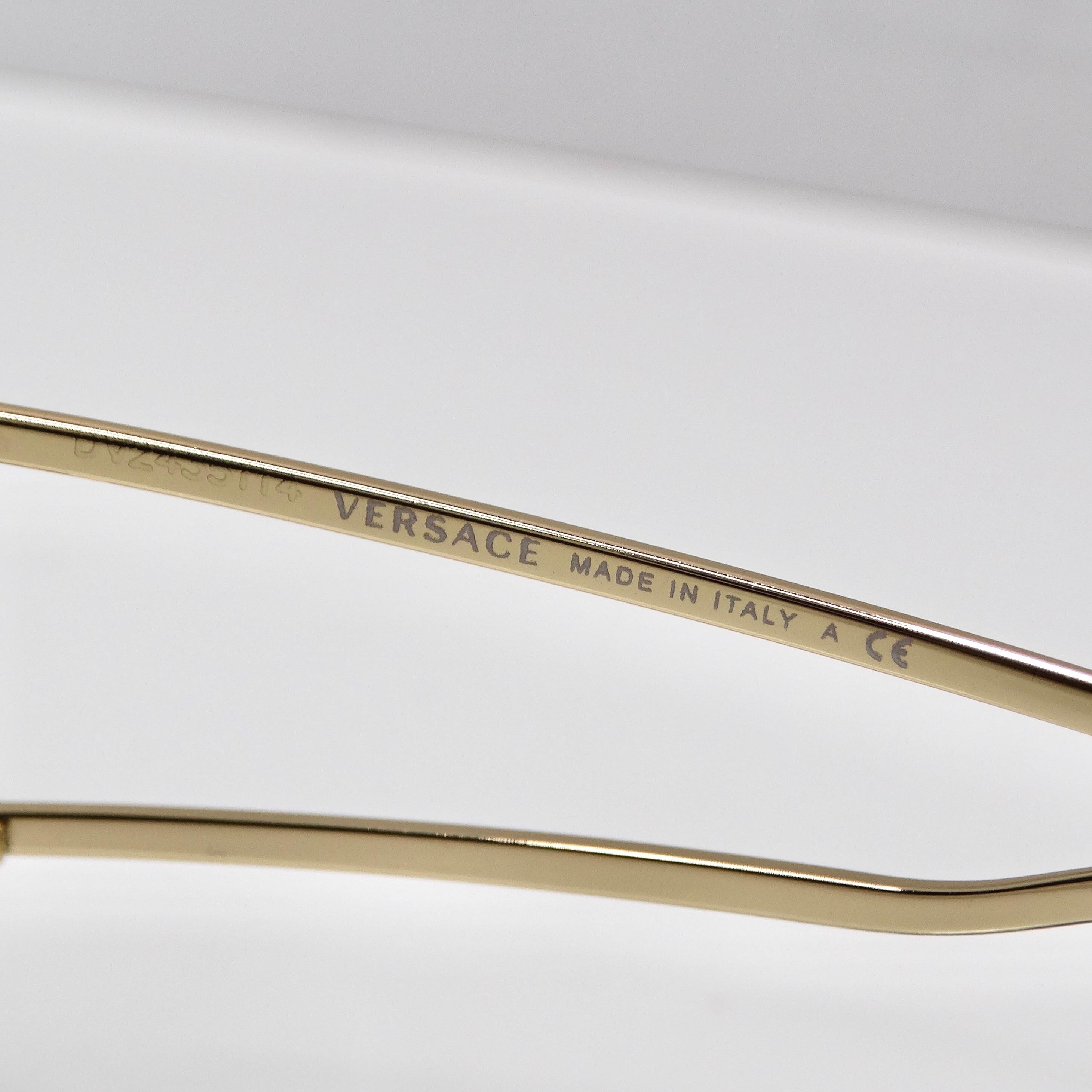Versace Medusa Gold Tone Mirrored Shield Sunglasses For Sale 6
