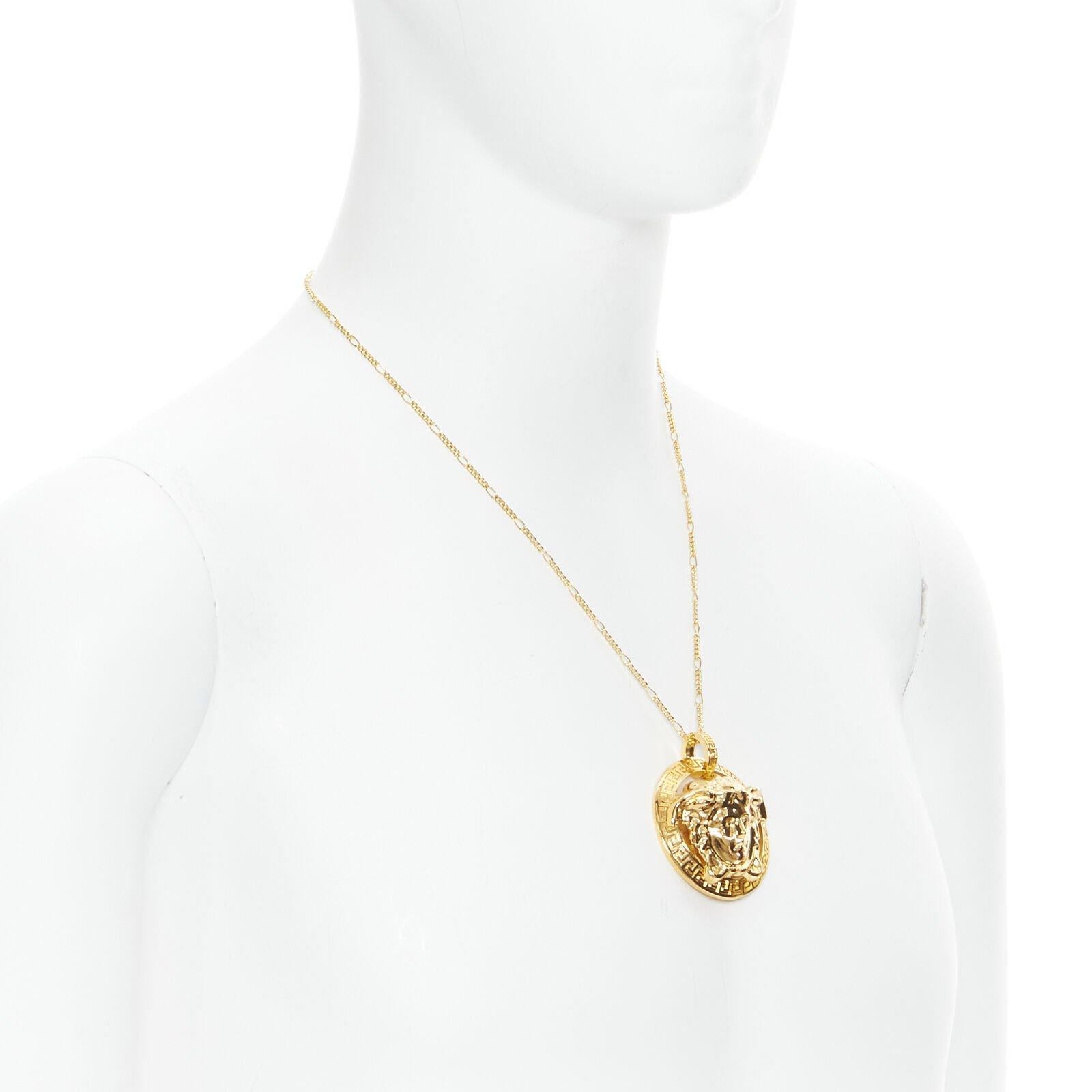 VERSACE Medusa Greca coin medallion gold tone nickel short necklace In New Condition For Sale In Hong Kong, NT