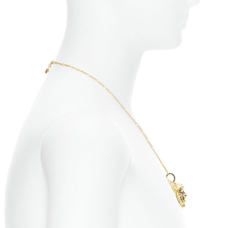 Women's VERSACE Medusa Greca coin medallion gold tone nickel short necklace
